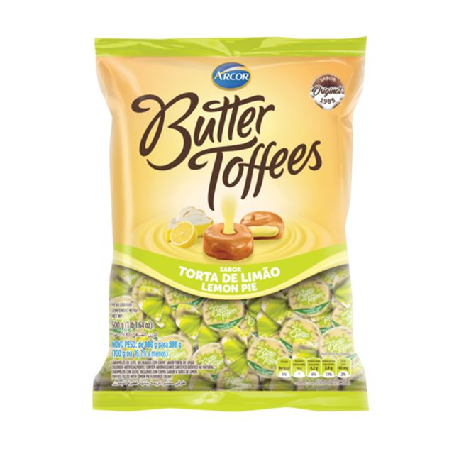 Bala Recheada Arcor Butter Toffees Torta De Limão 100g 17