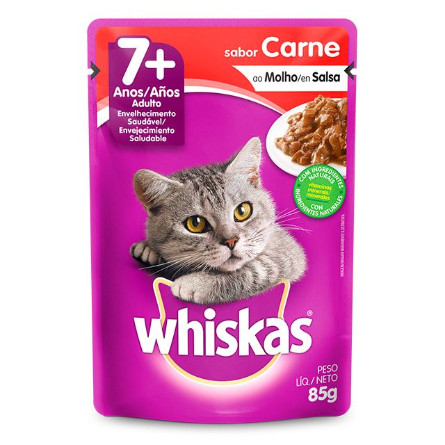 Ração Úmida Para Gatos Whiskas 7+ Anos Carne Sachê 85g