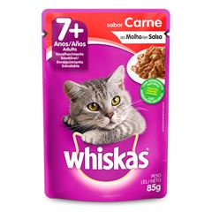 Ração Úmida Para Gatos Whiskas + 7 Anos Carne Sachê 85g