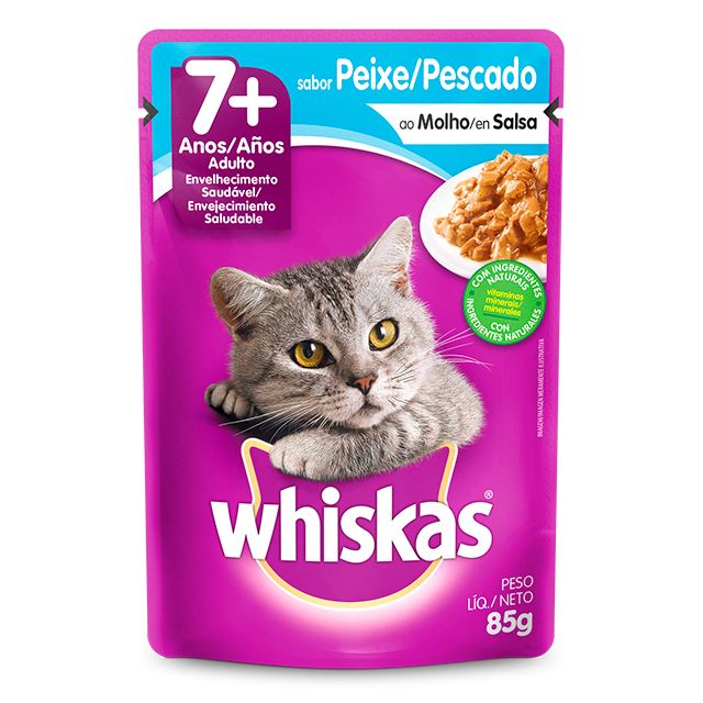 Ração Úmida Para Gatos Whiskas 7+ Anos Peixe Sachê 85g