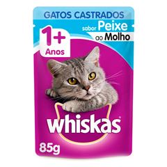 Ração Úmida Para Gatos Whiskas Gatos Castrados Peixe Sachê 85g