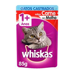 Ração Úmida Para Gatos Whiskas Gatos Castrados Carne Sachê 85g