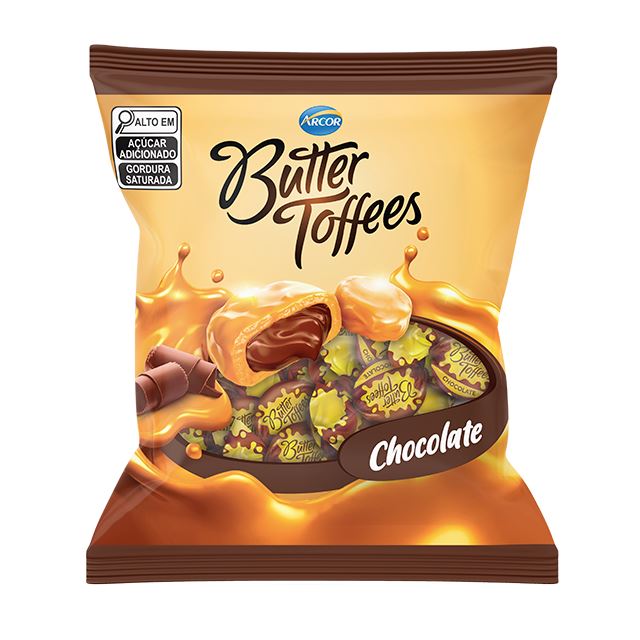 Bala Recheada Arcor Butter Toffees Chocolate 100g | Com 17 Unidades
