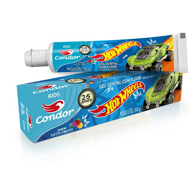 Gel Dental Condor Kids Com Flúor Hot Wheels 50g | Ref: 3512