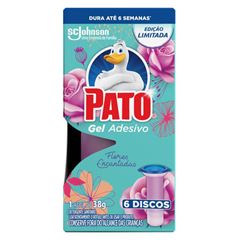 Desodorizador Sanitário Pato Gel Adesivo Refil Flores Encantadas Ed. Ltda 6 Discos 
