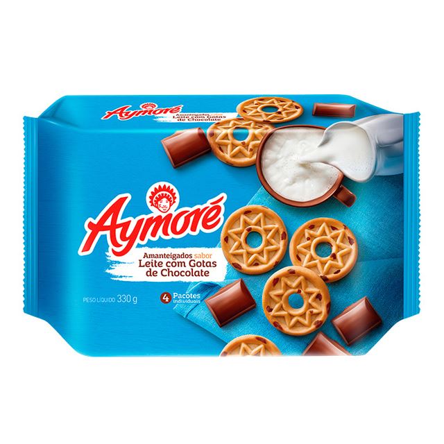 Biscoito Amanteigado Aymoré Leite Com Gotas De Chocolate 330g
