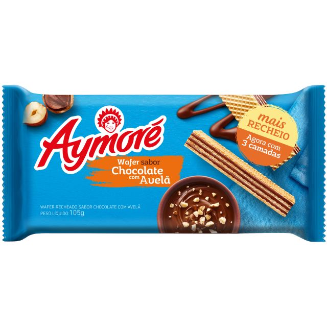 Biscoito Aymoré Wafer Chocolate Com Avelã 105g