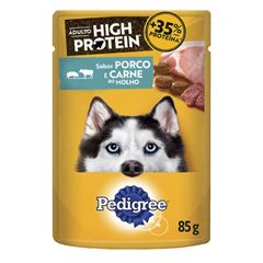 Ração Úmida Para Cães Pedigree | Adulto High Protein | Porco E Carne Sachê 85g