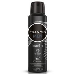 ANTITRANSPIRANTE FRANCIS AEROSOL INVISIBLE MEN PRETO 12X150ML