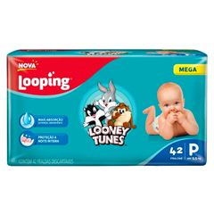 Fralda Looping Looney Tunes Mega | Tamanho P C/42 Unidades