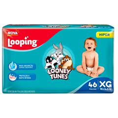 FRALDA LOOPING LOONEY TUNES HIPER | TAMANHO XG | COM 46 UNIDADES