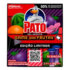 Desodorizador Sanitário Pato Gel Adesivo Game Das Frutas 2 Refis 38g Cada | Edição Limitada  
